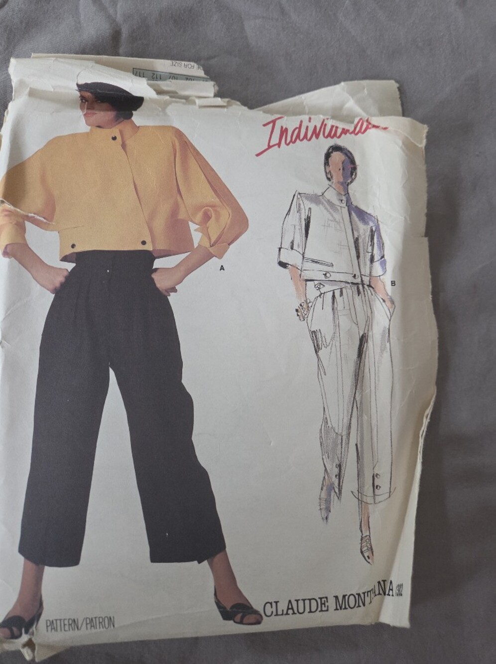 Vogue Paris Original Claude Montana 1382 Sewing Pattern
